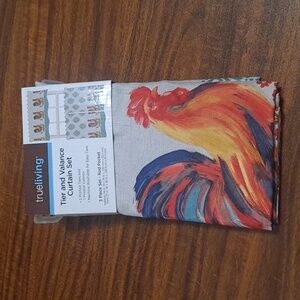 Trueliving Teal and White Curtain Set